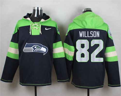 Nike Seahawks #82 Luke Willson Steel Blue Player Pullover NFL Hoodie - Click Image to Close